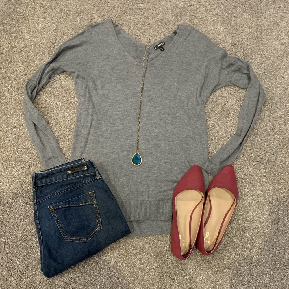 Express Deep V-Neck Sweater